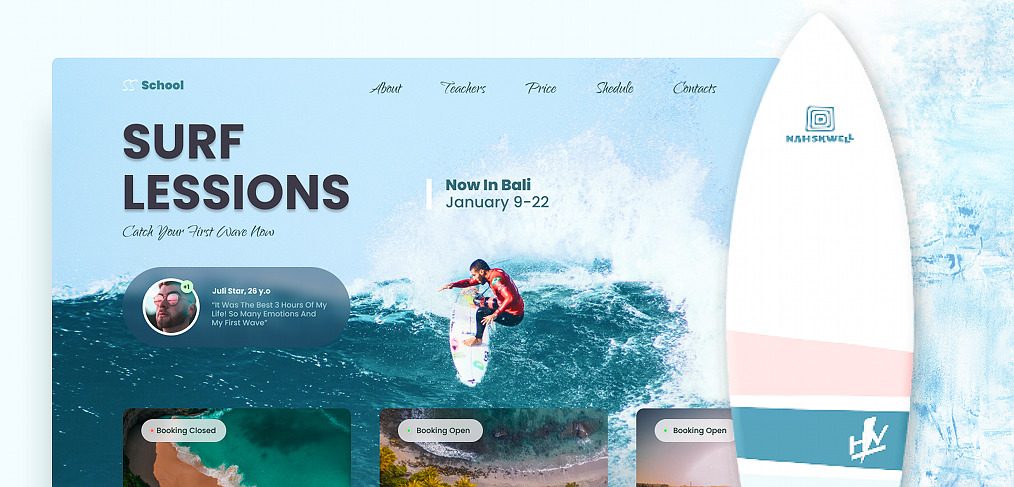 Surf school Figma website template