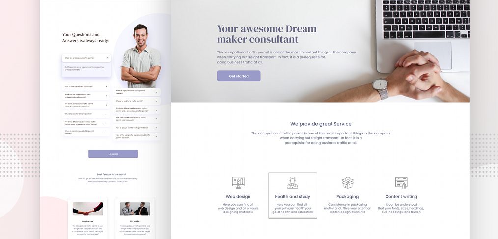 Dreammaker free Figma landing page