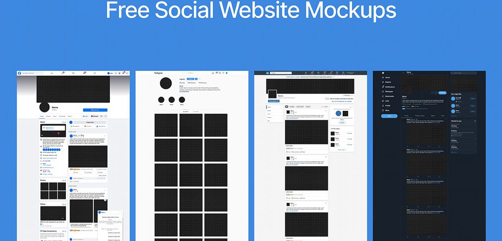 Free social websites Figma mockups