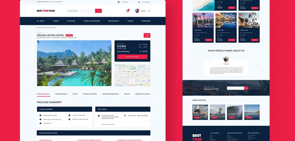 Hotel booking website template for Figma