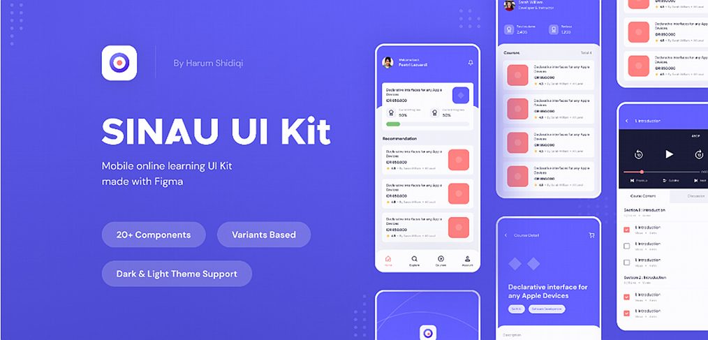 Sinau e-learning Figma UI kit