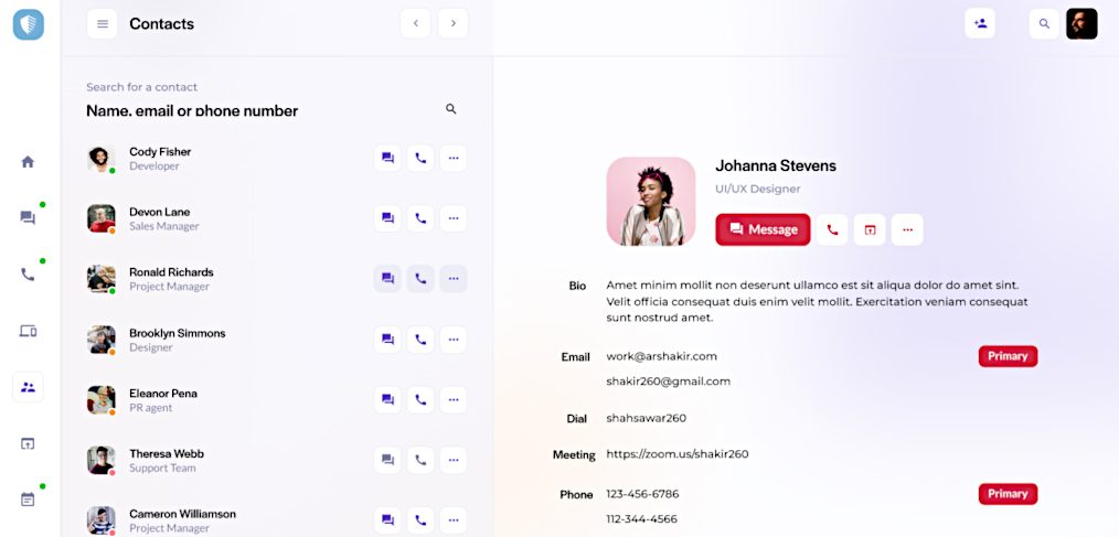 Figma contact manager dashboard