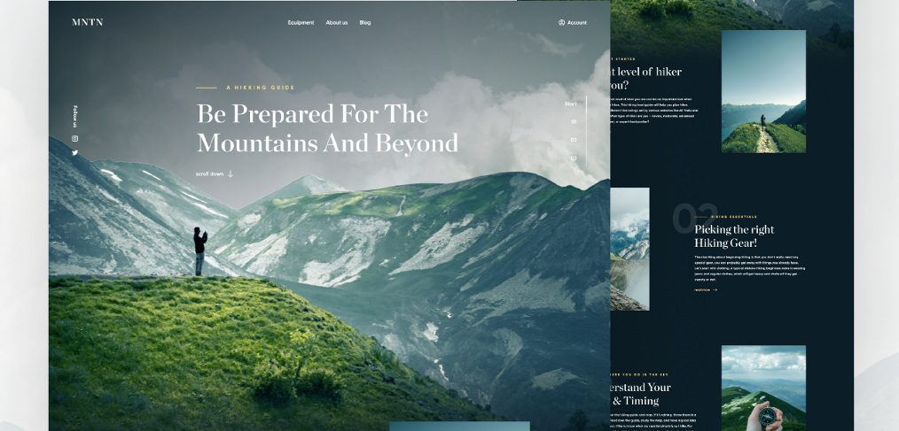 Hiking landing page template for Figma