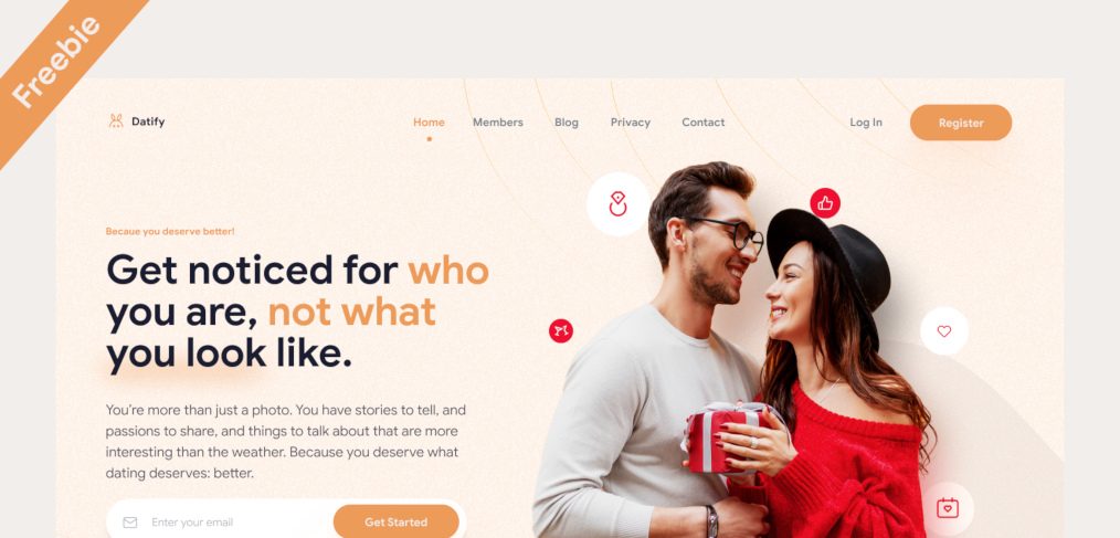 Figma dating site landing template