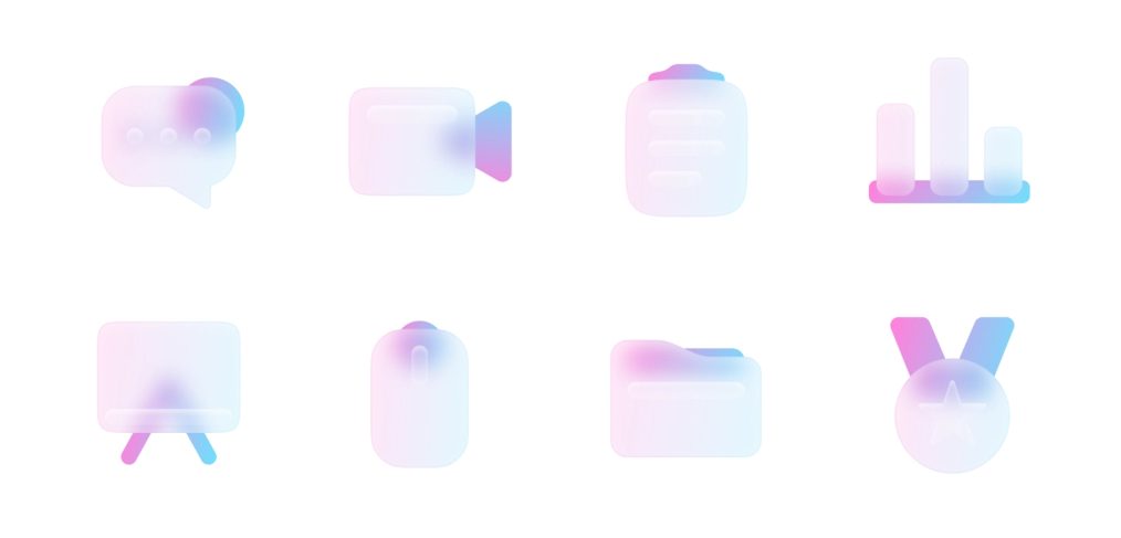 100 free glass Figma icons