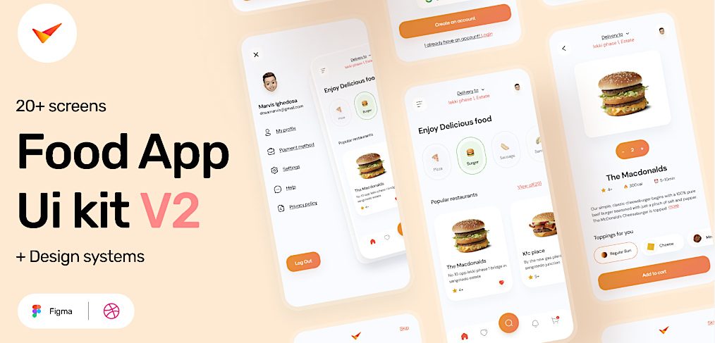 Figma food app free UI kit