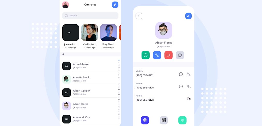 Mobile contacts screen for Figma