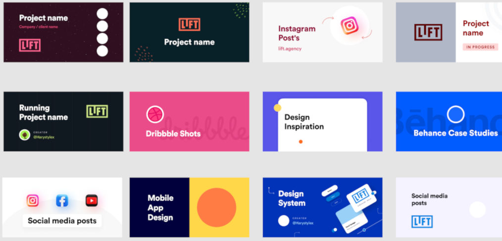 15 free project thumbnails for Figma