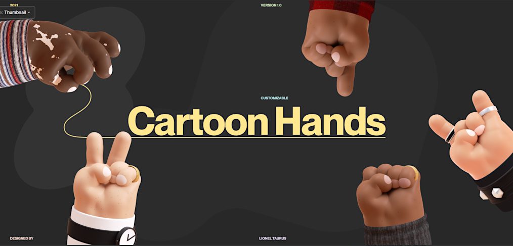 3D cartoon hands Figma illustrations