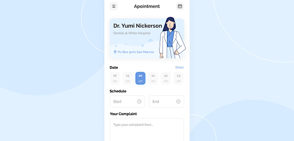 Doctor booking app template for Figma