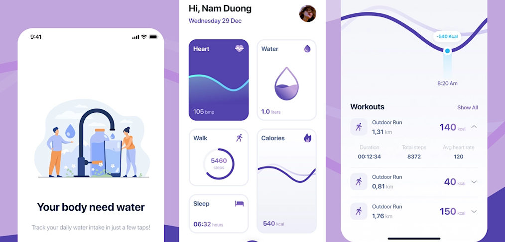 Healthy lifestyle Figma app template