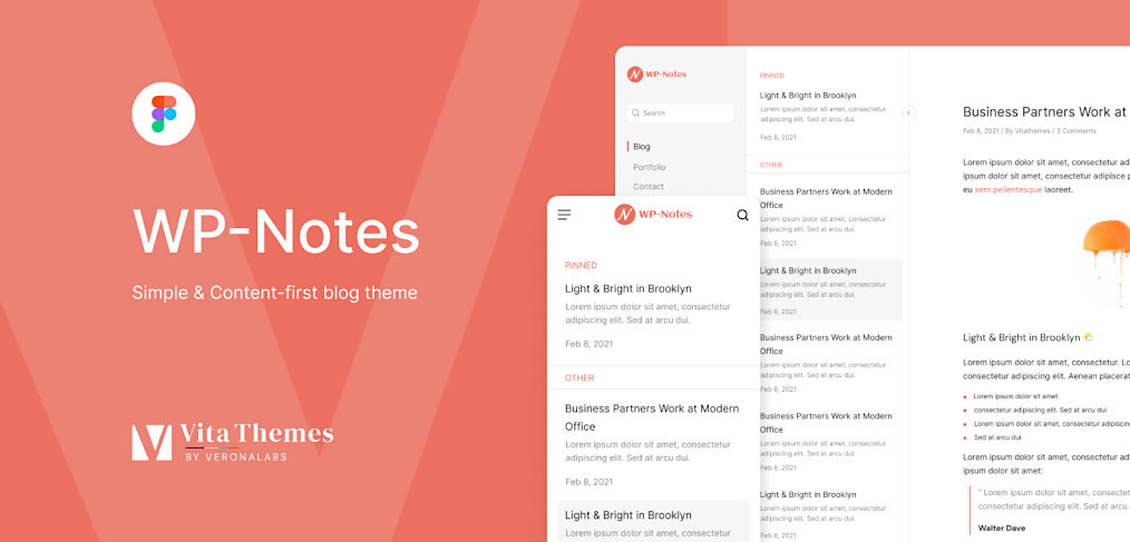 Notes web app template for Figma