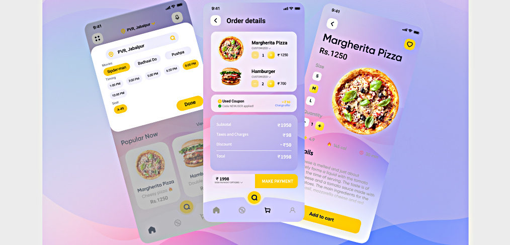 Pizza ordering mobile Figma template