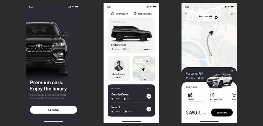 Car rental Figma mobile app template