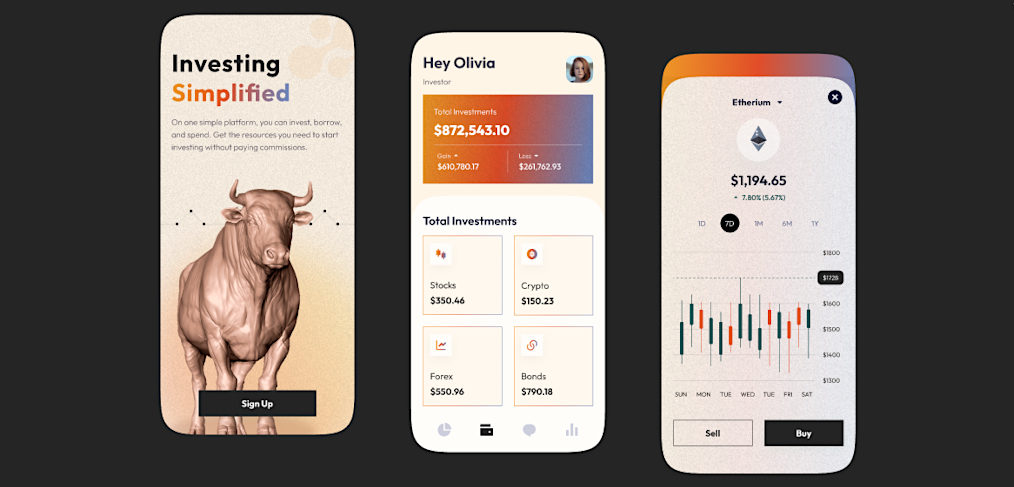 Crypto trading Figma mobile template