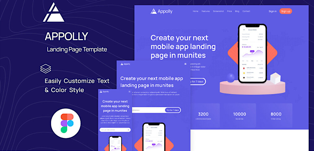 Figma landing page template for app